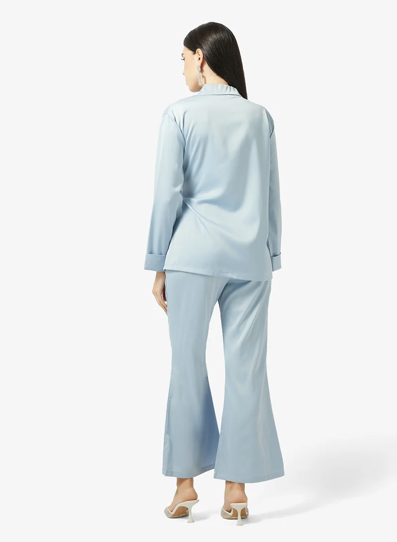 خزانة Longline Top With Side Tie Up & Pant Set